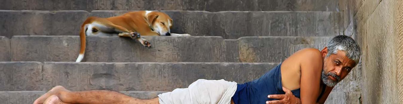 Taking Rest at Ghat Steps - Significant Landmark in Kashi, Varanasi